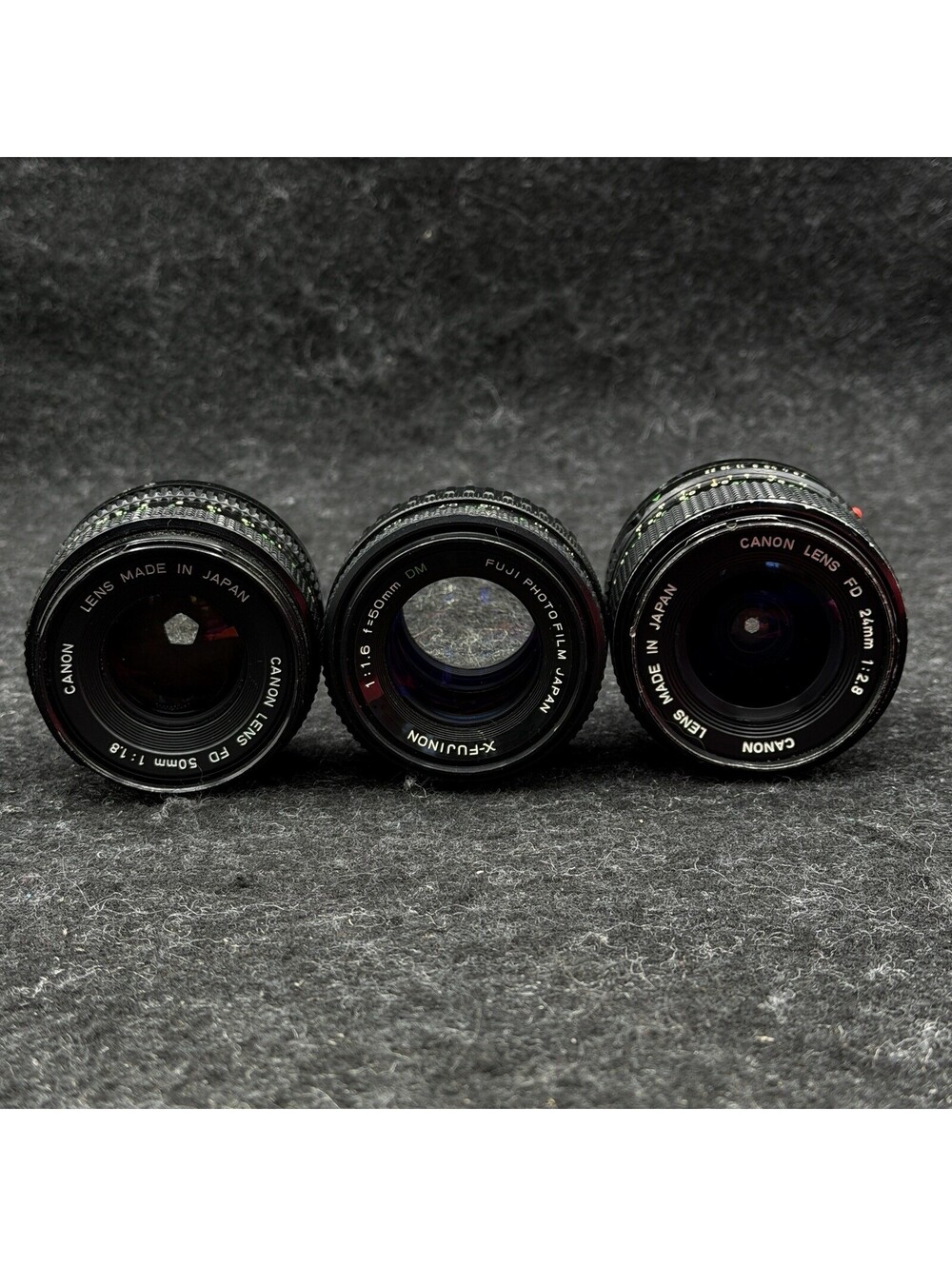 Lot of 3 Canon & Fuji Camera lenses for parts or repair
